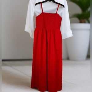 ✨ Old Navy Red Smocked Midi Dress | New Romantic Bold Summer Style ❤️